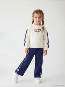 Resim LC Waikiki Lacivert Hello Kitty Baskılı Kız Çocuk Sweatshirt ve Eşofman Alt 