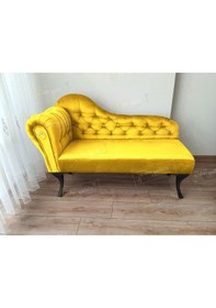 Resim Dekoratif Bihter Koltuk Josefin Puf 110 Cm Siyahayak Sarı 