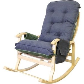 Resim Zuesse Dizayn Mosso Çift Minderli Ahşap Sallanan Sandalye Tv Baba Koltuğu Dinlenme Koltuğu Yeşil - Füme 