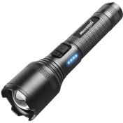 Resim Mufunye P50 Led Güçlü Işık Feneri - Type-c Şarj Edilebilir, Usb, Çift Anahtar, Elektrik Göstergesi, 18650 Pil, Suya Dayanıklı, Yakın-uzak Odaklanabilir 