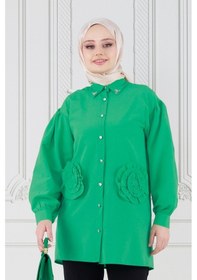 Resim Sevitli Önü Gül Detaylı Tunik-yeşil-3634-yeşil Yeşil 