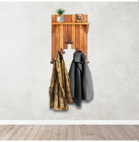 Resim Ahşap Duvar Ve Kapı Askısı Elbise Askılık Raflı Piyano Model 5 Askılı 50x36x9 Cm Meşe 