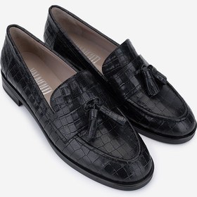 Resim Valmenti Kadın Hakiki Deri Siyah Kroko Loafer Ayakkabı 33 15040 Bn Ayk Sk25-26 Sıyah Kroko Siyah 