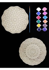 Resim Mandala , 20 Cm 2'li Ahşap Hobi Boyama Setleri Model 6 