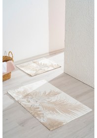 Resim Rivaistanbul Felix Ekru 2'li Yıkanabilir Banyo & Klozet Paspas Takımı Ekru 