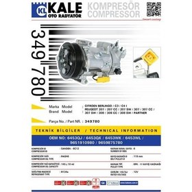 Resim Kale-349780 - Klima Kompresörü Peugeot 207 307 308 508 - Cıtroe 