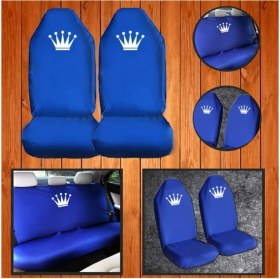Resim King Mavi Servis Kılıfı -Likrali-Penye Kılıf-4 Parça 