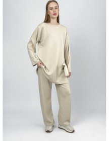 Resim Kadın Modal Tencel Tunik Pantolon Takım Bej 