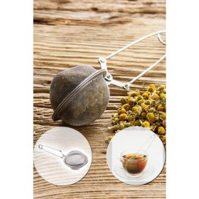 Resim Kitchen Soft Paslanmaz Çelik Çay Süzgeci Maşalı Estetik Sunum İçin Tasarlandı 