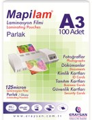 Resim MAPİLAM 125 MİCRON PARLAK LAMİNASYON FİLMİ (A3) 100 LÜ 