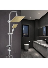 Resim Vilas Laura Gold Robot Yağmurlama Tepe Duş Seti Krom 