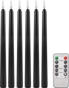 Resim Anjiexun Uzaktan Zamanlayıcılı 6 Adet Alevsiz Siyah Konik Mum Titrek 