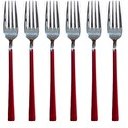 Resim Kitchen Design Lab Kutulu Paslanmaz Çelik Parlak Gümüş Kırmızı Tatlı Çatalı Seti 6 Adet 