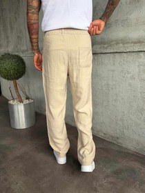 Resim Bej Pileli Modal Kumaş Baggy Pantolon - XL 