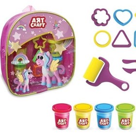 Resim Sırt Çantalı Hamur Seti 224 Gr. - Oyun Hamuru Seti - Hamur Setleri - Çantalı Hamur Seti Pembe 