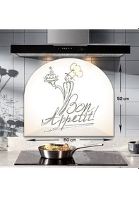 Resim Decorita Cam Ocak Arkası Koruyucu |Oval Şekilli|Bon Appetit - Şef 