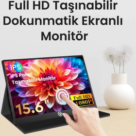 Resim Npo NPM6T 15.6" IPS Fhd 5ms 60Hz Type-C Telefon&oyun Konsolu Uyumlu Dokunmatik Taşınabilir Monitör 