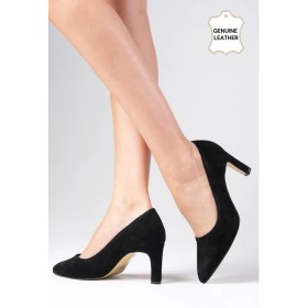 Resim Mio Gusto Beliz Hakiki Süet Siyah Stiletto Kadın Topuklu Ayakkabı 