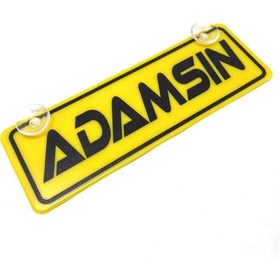 Resim Adamsın Yazılı Sarı Dekor Plaka Vantuzlu Cam Süsü 