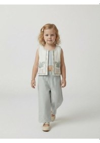 Resim Zekids Kız Çocuk Yelek Crop Pantolon Üçlü Tasarım Takım-17243 Çok Renkli 