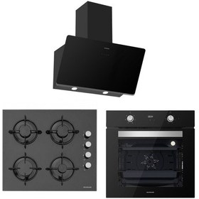 Resim Silverline BO6502B02 - CS5349B01 - 3457 Soho 60 Siyah Cam Ankastre Set 