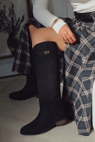 Resim POLKA STORE Daily Düz Tabanlı Tak-Çıkar Kemerli Tokalı Binici Çizme Kadın Ayakkabı Acı Kahverengi 