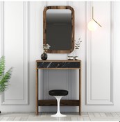 Resim Lizbon Mini Makyaj Masası Aynalı - Ceviz / Siyah Mermer 