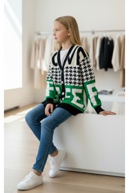 Resim Minimoda Kids Kız Çocuk Yazı ve Desenli Uzun Triko Hırka 