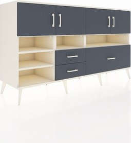 Resim Kronos Konsol 8 Raflı 3 Çekmeceli 4 Kapaklı 176x59x99 Aytaşı-antr Aytaşı-antrasit 