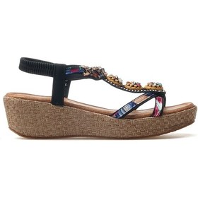 Resim Guja Kadın Taş Detaylı Dolgu Topuklu Günlük Sandalet 25y 25y153 Z Siyah Siyah 