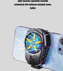 Resim Techmrt Oyun Telefonu Soğutucu Fan Sessiz Ve Kompakt Mobil Soğutma Cihazı 