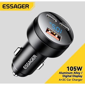Resim essager 105W Araç Şarjı Type-C+Usb Üç Giriş Hızlı Pd CE Lisanslı Dijital Led Gösterge Tüm Araç Telefonlara 