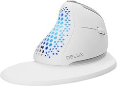 Resim Delux M618SXD Seeker OLED Ekran Mavi Ergonomik Kablosuz Dikey Mouse 