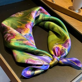 Resim Şık Yağlıboya Tarzı İris Baskılı Kare Havlu Eşarp, Polyester Malzeme, Renkli Karışım, Sadece Elde Yıkama veya Kuru Temizleme, Esnemez, Dekoratif ve Günlük Hafta Sonu Giyimi 