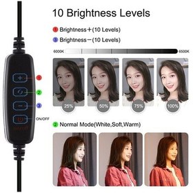 Resim Wondernest Puluz Yuvarlak Tabanlı Montaj + 6.2 3 Modlu Usb Kısılabilir Led Halka Işık, Ayarlanabilir Yükseklik: 18-28cm, Video Montaj Işıkları 