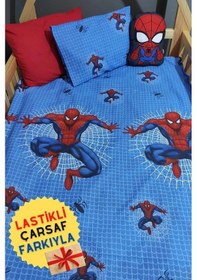 Resim Tek Kişilik Lastikli Çarşaflı Örümcek Adam Çocuk Nevresim Takımı 