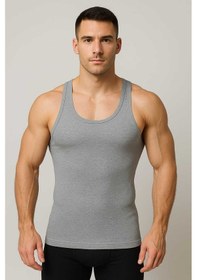 Resim Erkek Sporcu Atlet Rambo Gri Pamuklu Gri 