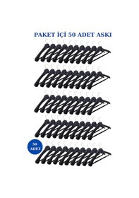 Resim 50 Adet Plastik Yüksek Kalite Ceket Askısı Elbise Askısı Siyah 