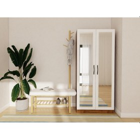 Resim Limila 2 Kapaklı Amalfi Beyaz Renk Aynalı Portmanto 