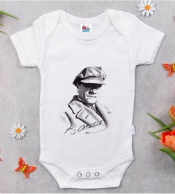 Resim Bk Kids Atatürk Temalı Beyaz Bebek Body Zıbın-17 Çok Renkli 