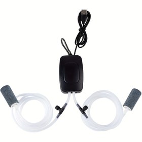 Resim USB Balık Tankı Oksijen Pompası, Ev Oksijen Pompası, Sessiz, Çift Delikli, Kabarcıklı Ayarlanabilir Oksijenatör, Açık Hava Balıkçılık Balık Tankı Oksijenatörü, Küçük gövde ve büyük hava hacmi, ev kullanımı, vahşi balıkçılık, taşıma vb. için uygundur 