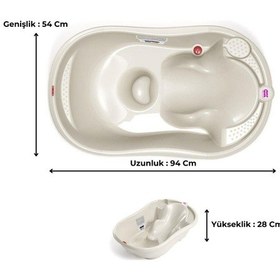 Resim Okbaby Bebek Banyo Seti Onda Dijital Termometreli Çift Yönlü Bebek Küveti K. Beyaz & Bebek Küvet Taşıyıcı 