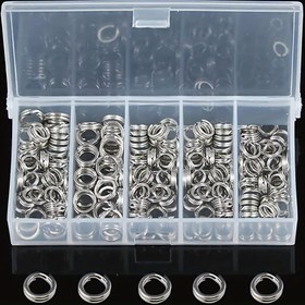Resim 150/350/550 adet Kutulu Açık Halka Seti Paslanmaz Çelik O-Şekilli Halka Balıkçılık Yem Klipsi Swivel Bağlantı Elemanı Karp Balıkçılığı Aksesuarları için 