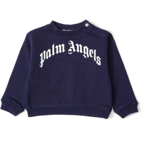 Resim Mavi Beyaz Logolu Erkek Bebek Sweatshirt 