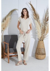 Resim Sevim Kadın Kısa Kol Bej Melanj Pijama Takım C6t4n951 001 