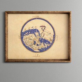 Resim epiqart İdrisi'nin Dünya Haritası - Vintage Desenli Çerçeve 