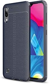Resim Microsonic Samsung Galaxy M10 için Kılıf Deri Dokulu Silikon Lacivert [Galaxy M10 ile Uyumlu Kılıf - Lacivert] 