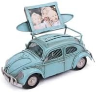 Resim Dekoratif Metal Araba Çerçeveli ve Kumbaralı El Yapımı Mavi 