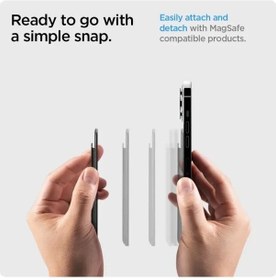 Resim Spigen Valentinus Magfit İphone Uyumlu 14, 13, 12 İçin Manyetik Cüzdan Kartlık 2 Kartlı Pu Black 