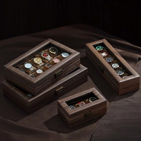 Resim Retro Ahşap Tahıl İzle Depolama Kutusu, Çoklu Yuva Mekanik İzle Takı Kutusu, Ev Geniş Kapasiteli Depolama Kutusu, Hediye için İdeal Seçim 
